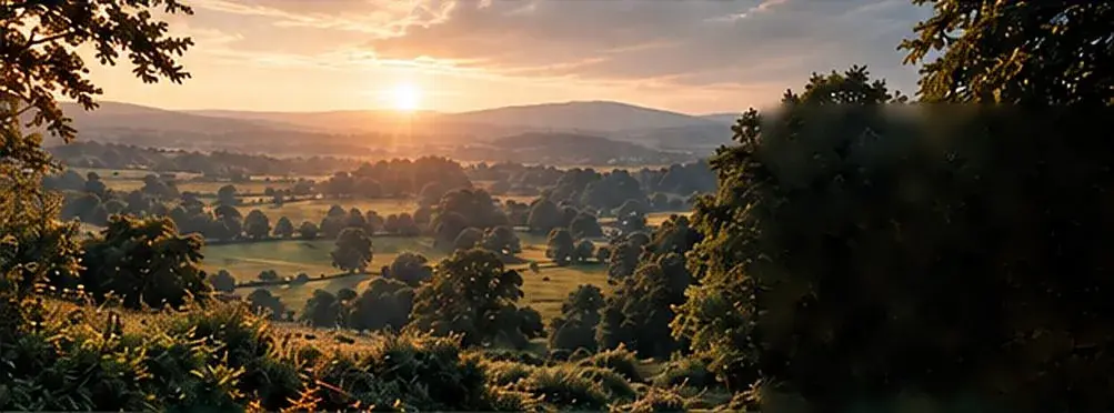 Sunset over the English countryside